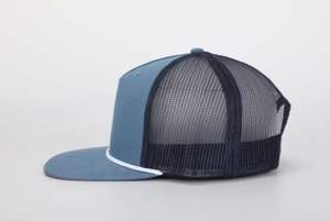 Gorras de camionero de 5 paneles con visera plana de algodón y cuerda, diseño personalizado con logo OEM al por mayor, gorra clásica snapback con logo bordado - Product Image 2