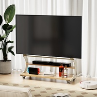 Carro de TV de altura ajustable Soporte de suelo de TV rodante móvil portátil con ruedas para pantallas LCD LED OLED de 50 a 100 pulgadas
