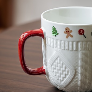 Tazza natalizia in ceramica in stile festivo con Texture a maglia, decorazioni da uomo di Babbo Natale e pan di zenzero-ideale per la casa, il caffè e i regali - Product Image 5
