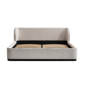 Estructura de cama de madera de diseño moderno <span class=keywords><strong>Peyo</strong></span> con otomana, tapicería suave con mechones, función de almacenamiento, 1 año de garantía - Product Image 4