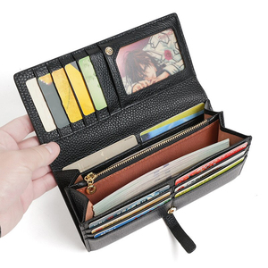 Portefeuille long en cuir fait main avec fermeture éclair, robuste, personnalisable, cadeau haut de gamme pour femme - Product Image 2