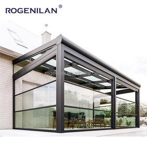 Pergola Extérieure Moderne Sur Mesure, Toit Plat Coupe-Vent, Vérandas en Verre, Cadre en Aluminium, <span class=keywords><strong>Solarium</strong></span> Préfabriqué Autoportant - Product Image 3