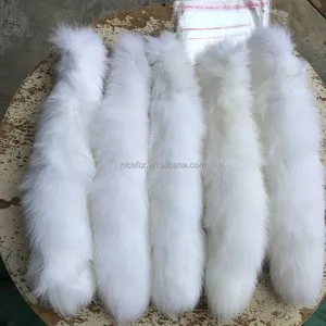 High Quality real Natural white fox fur tail