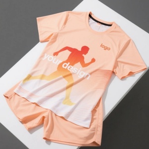 Summer Custom Sports Wear Soft Short Sleeve Quick Dry T-Shirt Jogging Shorts Tracksuit 2 Piece Sets Shorts Set T Shirt - Product Image 5