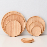 Assiette en bois de caoutchouc naturel, plateau de service rond personnalisable en plusieurs tailles, assiette en bois de qualité alimentaire pour la maison
