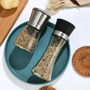 Glass Spice Bottle Adjustable Manual Pepper Grinder Mill Stainless Steel Salt And Pepper Grinder