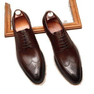 Nouvelles chaussures en cuir véritable brillantes et peintes à la main, best-sellers pour hommes, chaussures derby en cuir véritable pour hommes - Product Image 3