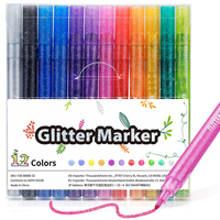12 couleurs de marqueurs scintillants, surligneurs métalliques brillants, pointe fine, encre à base d'eau pour DIY, cartes de vœux, anniversaires