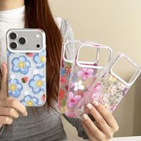 Coque de téléphone portable de luxe en TPU gaufré antichoc pour iPhone 17/16/15 Pro Max/14 Plus/13/12/11, motif floral tendance pour femmes et jeunes filles