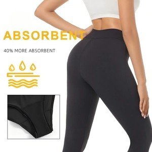 Leggings noirs pour femme - Broderie unie, protection anti-fuite <span class=keywords><strong>12</strong></span> heures avant et arrière, 4 couches, sans couture, double couche, taille haute, sport - Product Image 3