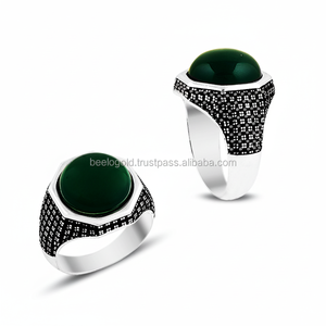 925K Sterling Silver Agate Men <b>Ring</b> - Product Image 2