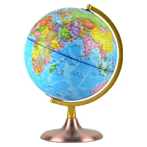 9 Inch Factory Directly Custom Design Plastic World Globe Science Education Earth Globe With Metal Base