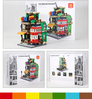 Ensemble de blocs de construction Modern Street View Diner 1922 pièces, modèle de restaurant BBQ et tram MOC, briques de construction, jouet pour collection d'adultes