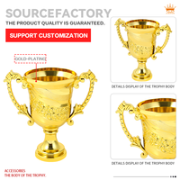 Trophée miniature en plastique plaqué or personnalisable avec logo, 3 tailles, pour enfants, idéal pour les remises de diplômes