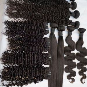 Rambut Manusia Brasil Mentah 100% Asli Dengan Lace Closure Double Weft Full Cuticle Aligned Hair Bundles Dengan Lace Frontal Loose Wave - Product Image 6