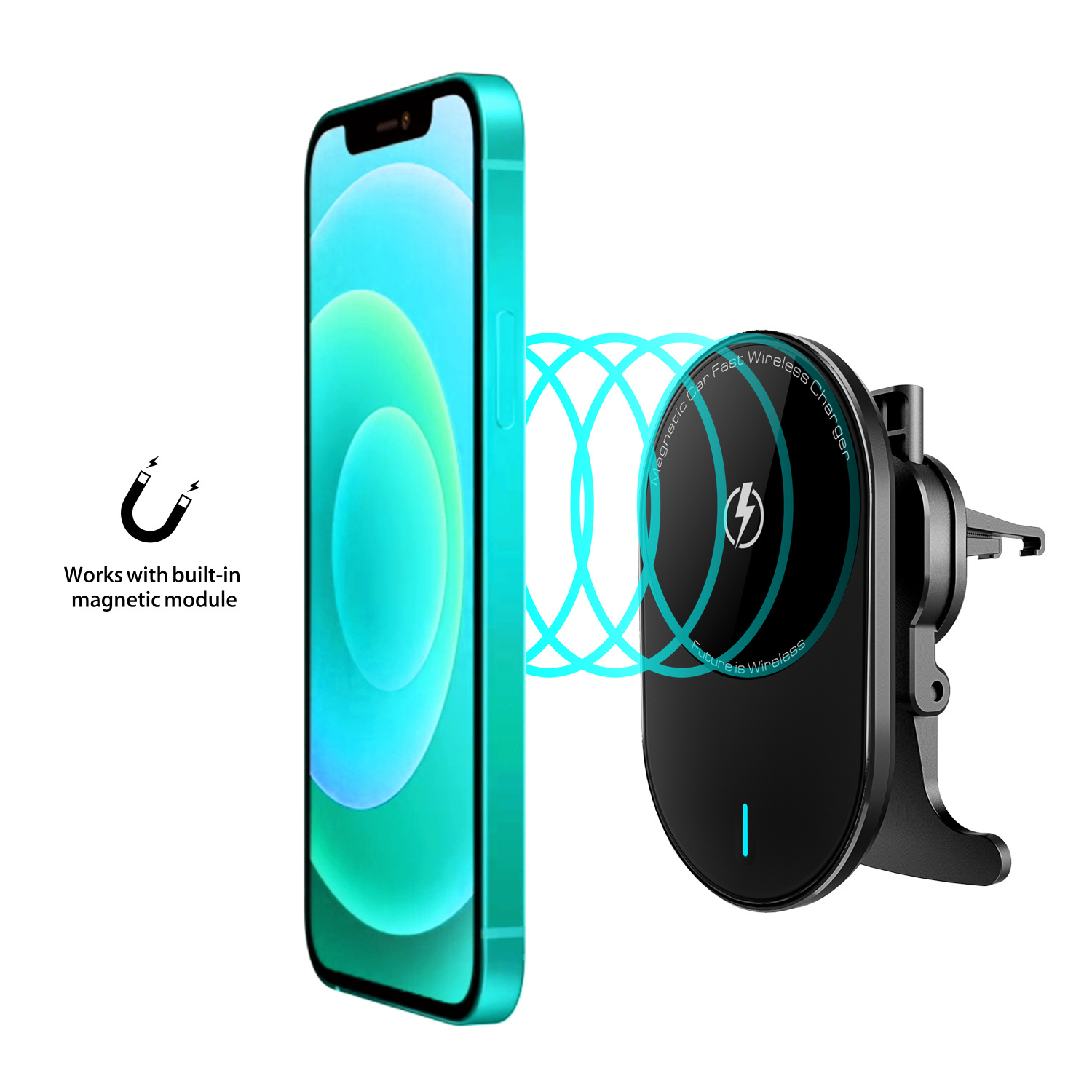15W Wireless Charger Car Phone Holder Qi Induction Sensor Fast Charging Stand Mount For Samsung Huawei iPhone 12 11 Pro 8 Xiaom