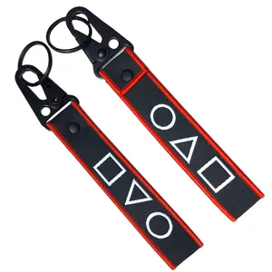 Portachiavi personalizzato Llaveros Marvel in tessuto intrecciato con Logo su entrambi i lati cordini per ricamo per auto portachiavi con cinturino in tessuto Jdm