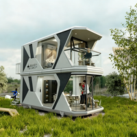 Maisons capsule à deux étages Maison préfabriquée Maison mobile Maison capsule de luxe Villa Personnaliser une solution Maison modulaire Terrasse