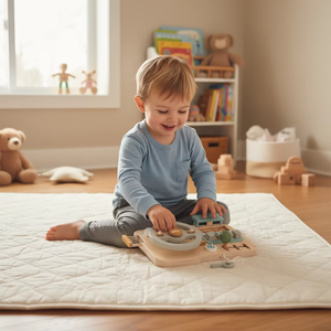 PMZ1257 Tavola delle Attività Montessori in Legno, Giocattolo Educativo Sensoriale con Volante <span class=keywords><strong>per</strong></span> <span class=keywords><strong>Bambini</strong></span> dai <span class=keywords><strong>5</strong></span> ai 7 <span class=keywords><strong>Anni</strong></span> - Product Image 3