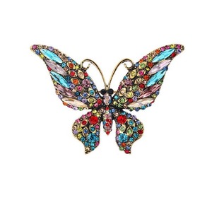 Châu Âu Hoa Kỳ Cao Cấp Retro Pha Lê Corsage Trâm Pin Lớn Pin Bướm Động Vật Côn Trùng Đồ Trang Sức khảm Bán Buôn - Product Image 4