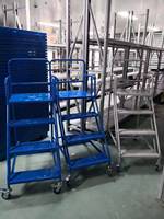 Plataforma de Trabajo Móvil de Acero Enrollable para Uso Industrial, Escalera Portátil de Aluminio para Almacén con Pasamanos.