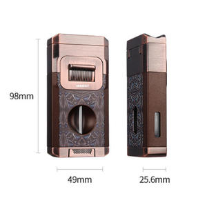 Encendedor de Cigarros de Llama Azul Doble Recta Resistente al Viento con Cortador, Antorcha de Butano Recargable para Hombres, Regalo de Alta Gama, Venta al por Mayor a Granel - Product Image 4