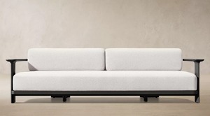 Conjunto de Sofá Contemporáneo para Exteriores con Mesa de Centro en Tela Beige y Estructura de Madera para Jardín o Patio - Product Image 4