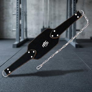 Ceinture de musculation en cuir avec chaîne pour l'haltérophilie, les tractions, la force athlétique et les entraînements de musculation, antidérapante et très résistante - Product Image 2