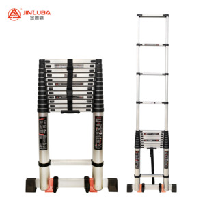 Jinluba nhôm kính thiên văn gấp hộ gia đình thang di động nâng kỹ thuật thang mái công cụ với móc - Product Image 2