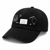 Casquette de baseball personnalisée avec logo, 6 panneaux, non structurée, visière incurvée, noire délavée, vente en gros, fournisseur direct d'usine OEM ODM
