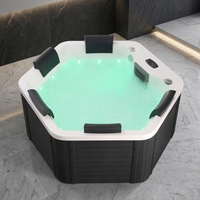 Jacuzzi Comercial para 4-5 Personas, Bañera de Hidromasaje Exterior con Bluetooth, Sonido y Desinfección con Ozono para Villas Vacacionales