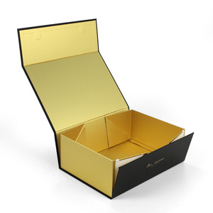 Cajas de Regalo de Papel Plegables Negras con Cierre Magnético, Hechas a Mano con Logotipo Personalizado en Relieve con Lámina Dorada, Embalaje de Cartón Reciclado para Zapatos - Product Image 1