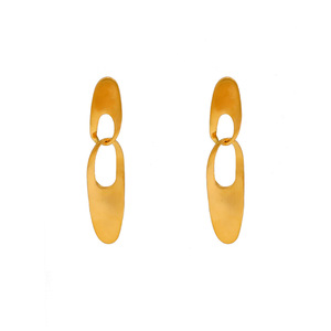 Geometric Gold Drop Earrings Zinc Alloy Party Jewelry Oval Shape Stainless Steel Post - Product Image 5