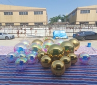 Boule gonflable géante en PVC effet miroir argenté personnalisée avec kit souffleur certifié CE/TUV pour mariages, fêtes, événements et décoration de scène