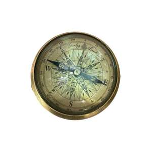 Boussole à lentille de précision en laiton et verre, ornement de bureau artistique et décoratif, avec fonction loupe, usage polyvalent - Product Image 1