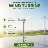 Éolienne personnalisable 3KW 48V avec contrôleur assorti, fonctionnement silencieux et prix d'usine