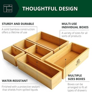 Royal Craft Wood <b>Storage</b> <b>Box</b> Set 5 Pc Premium Bamboo <b>Drawer</b> Organizer For Cosmetics Kitchenware Tableware - Product Image 2