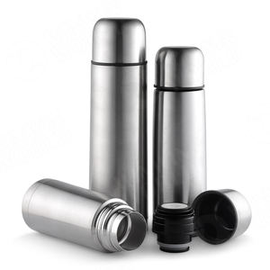 กระติกน้ำสุญญากาศสแตนเลสแบบสองชั้นทรงกระสุน ฝาปิดแบบกด ไม่ทำให้เกิดเหงื่อ - Product Image 1