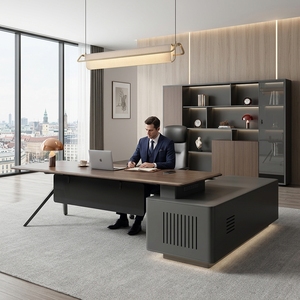 <span class=keywords><strong>Bureau</strong></span> de direction avec pieds en métal en forme de Y, gestion des câbles dissimulée, fabrication sur mesure pour les espaces de bureaux commerciaux - Product Image 1