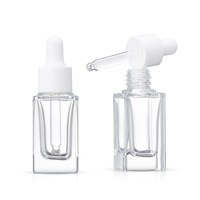 Bouteilles d'huile essentielle de forme carrée transparente 5ml 10ml 15ml 30ml 50ml compte-gouttes en verre liquide Essence pour les sérums de soins de la peau en vente