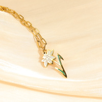 Cadeau élégant pour la fête des mères, bijoux de fleur de marguerite, collier de fleur de naissance de 12 mois