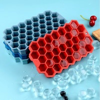 Bac à glaçons en silicone nid d'abeille, moule à glace hexagonal réutilisable avec trou de suspension pour cocktails, whisky et boissons