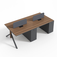 Poste de travail moderne en bois pour 4 personnes, table de bureau pour personnel, bureau de direction, poste de travail en îlot et bureau personnalisable