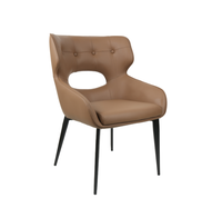 Chaise de salle à manger de luxe à rivets creux Noir/Brun/Beige Chaise rembourrée moderne pour restaurant