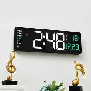 Grande orologio da parete digitale a LED telecomando Temp Date Week Display Memory Table orologi a doppio allarme elettronico a parete