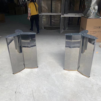 Pied de table de salle à manger en acier inoxydable argenté brillant, finition métallique Haida, finition extérieure en laiton, brosse pour meubles
