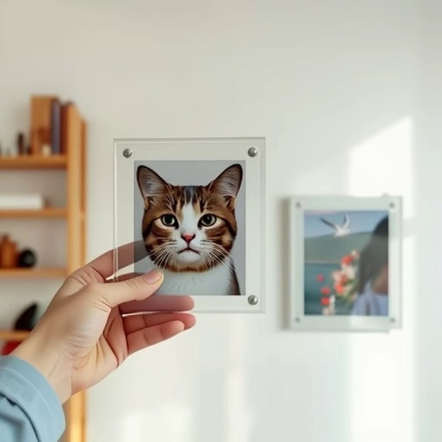 Clear Acrylic Magnetic Picture Frame, Double Sided Frameless Photo Display for Fridge & Wall