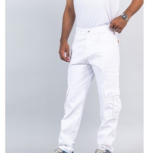 Nueva moda para hombres jóvenes Regular Fit White <span class=keywords><strong>Cargo</strong></span> Baggy Fit Denim <span class=keywords><strong>Jeans</strong></span> para hombres - Product Image 3