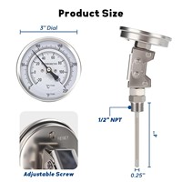 Многоугольный биметаллический термометр, 1/2" NPT, двойная шкала -20-120°C ° C/0-250 ° Термометр F-типа с 3-дюймовым циферблатом и 4-дюймовым штоком
