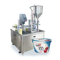 Machine de remplissage automatique rotative à piston pour yaourt, crème laitière et crème glacée, avec scellage de gobelets en plastique